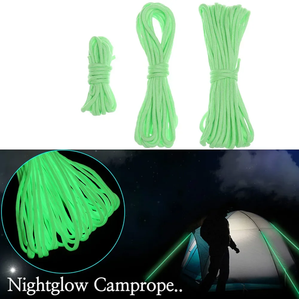 Glow In The Dark Luminous Paracord 550 Parachute Cord Lanyard Rope 9 Strands Cores Outdoor Survival Ropes 1/3/5M