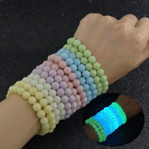 Bracelets à brins de perles en pierre lumineuse qui brillent dans la nuit, multicolores, fluorescents, pour femmes et hommes, bijoux à la mode