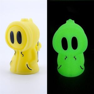 Glow In The Dark Silicone bong facile à transporter Bangs pour fumer Lovely dog mini dab rig avec 2 couleurs d'eau en verre