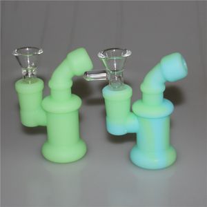 Glow in the Dark Silicone Bubbler Glass Bowl Hookah Silicon Bong Bubblers Rookpijp Tabak Herb Pijpen Kleurrijk waterpijp