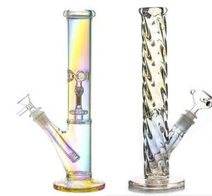 Glow in the Dark Tube Bong Hookahs Smoking Pipe Bubbler Heady Glass DAB Rigs Dowmstem Perc Dabber Ice Catcher Sigarette