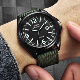Lueur dans le noir montres hauts marque de luxe militaire hommes horloge Quartz armée montre cadran noir Date luxe Sport montre-bracelet #35236P