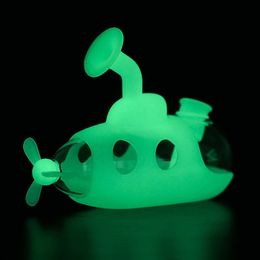 Glow in the Dark Water Pipe Submarine Smoking DAB Rig Hookah Glass Bong Pipes Tobak Bubbler