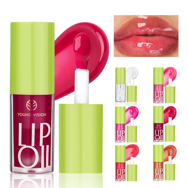 Glow Lip Oil Hidratando brillante brillante Tinte transparente Natural Tinte Lip Gloss Bloying Long Dure Dure Non-Sticky Clear Pink Red Reviver Care con gran aplicador