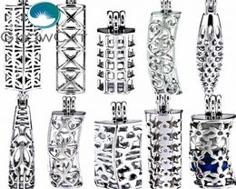 GLOWCAT 10PCS Géométrie argentée Perles cuboïdes Perle Cage Pendre d'huile essentielle Diy Collier de bracelet Bijoux Faire QSR8535990