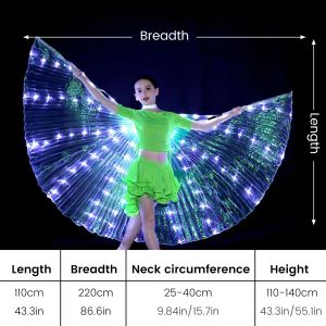Danse brillante Fairy Wings Colorfly Belly Dancing Costume Pâques Halloween Noël Belly Dance Wings Carnival Party Decor