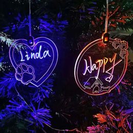 Gloeiende decoraties kleurrijke acrylboom hangende glitter aangepaste kerst ornamenten 1011