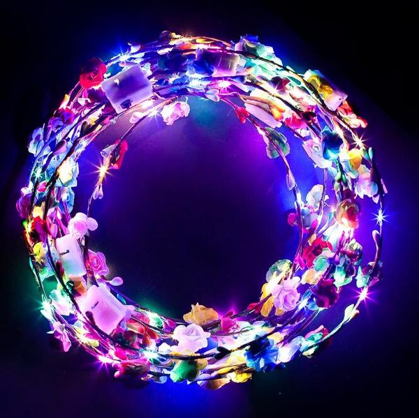 Guirlande lumineuse couronne fleur bandeau lumière LED couronne de noël décoration lumineux bandeau pour cheveux pour fête de mariage lumière