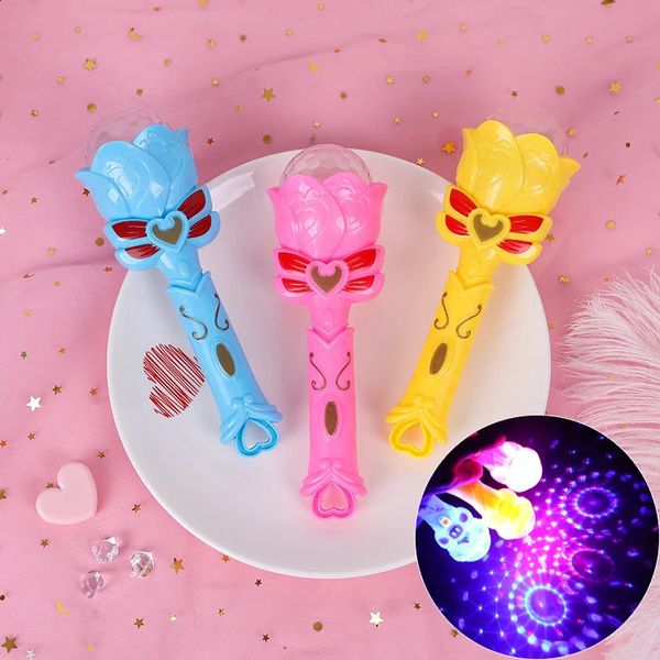 Girl Girl Princess Magic Wand Toy LED NIGHT Light Magic Wand Glitter Stick Blowing For Girls Cosplay Party Props Cadeaux Kids 240327
