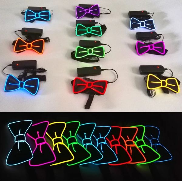 LED lumineuse hommes femmes nœud papillon fête néon ventilateur lumineux sur anniversaire musique discothèque Cosplay Costume décor accessoires