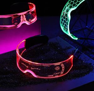 Gloeiende lichtgevende bril Knipperende feestgunst Punk Led Lichtgevende bril 7 kleuren veranderen voor Club Dance Halloween Cosplay Bar Club Carnaval