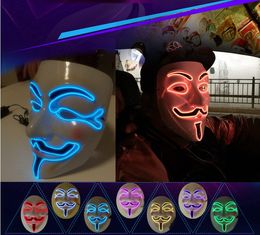 Gloeiend Masker Koud Licht V-masker Masker Bar KTV Themafeest Halloween Prestaties Sfeer LED Masker hoed 10 kleur