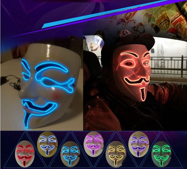 Masque lumineux lumière froide v-masque masque barre KTV déguisement fête Halloween Performance atmosphère LED masque chapeau 10 couleurs