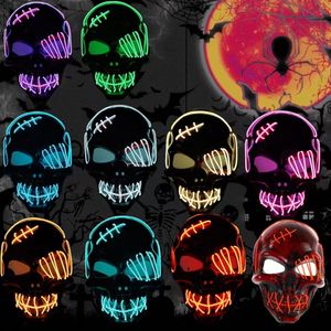 Masque brillant Terror Face fantôme Halloween Ball Props Skull One Eyed Pirate Mask LED Flash Mask