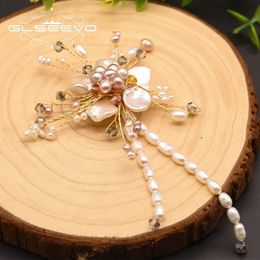 GLSEEVO broche grande barroco blanco y rosa perla para mujer chica hermoso regalo de fiesta de lujo diseño Original hecho a mano GO0350 240315