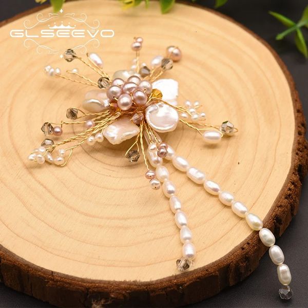 Glseevo Baroque Baroque White and Pink Pearl Big Brooch Broch pour femmes fille belle fête de luxe cadeau Original Handmade Design GO0350 240401