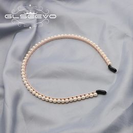 GLSEEVO – bandes de cheveux en perles d'eau douce blanches naturelles pour femmes, bijoux de luxe simples à la mode pour filles, cadeaux de saint valentin 240305