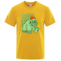 Lijm wordt gegoten op het Gorilla Creativiteitsontwerp T-shirts Men Casual losse t-shirts Casual zomer katoenpatroon katoen