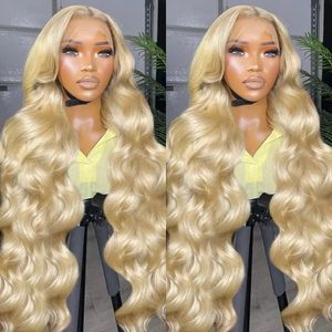 Perruque Lace Front Wig 613 sans colle, cheveux naturels, Body Wave, blond miel, 13x6, couleur transparente, 13x4, pour femmes