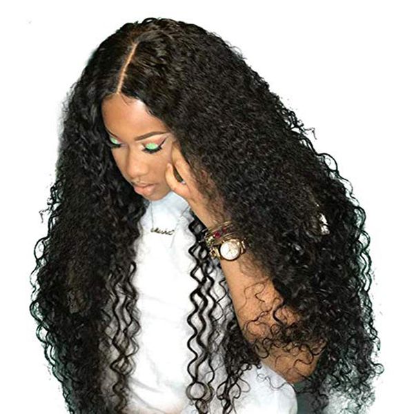 Perruques de cheveux humains avant de dentelle bouclée vague profonde sans colle pour les femmes noires 150 densité brésilienne Remy cheveux humains Curl perruques délié naturel
