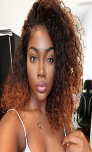 Glueless Full Lace Ombre 1BT30 Lace Voorpruiken Braziliaans Haar Ombre Human Hair Volleed Kinky Kinky Curly Wigs3995779