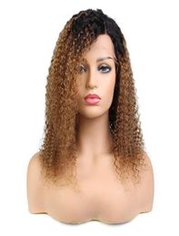 Sans colle FullFront Lace Wigs cheveux brésiliens Ombre couleur longs cheveux humains brut remy nouveau crépus bouclés 4631457