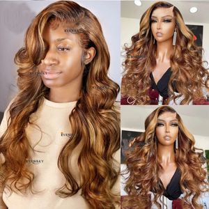 Glueless Highlight Blonde Brown perruque Loose wave U Part Perruques 100% Cheveux Humains 250 Densité Ondulé V Forme Perruque Remy Full Machine Made 32'