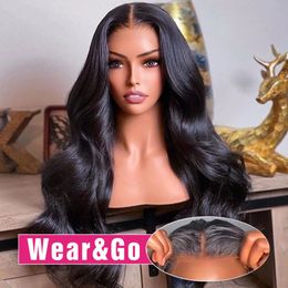 Cabello humano sin glúteos listos para usar y ir prepasurado ola de cuerpo brasileño 13x6 HD Lace frontal Precut 200% 240401