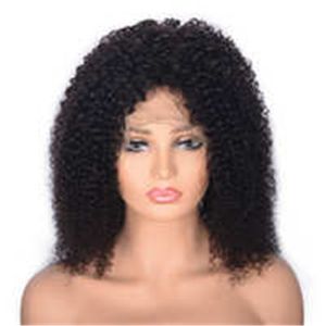 Perruque péruvienne de cheveux humains bouclés crépus pour femmes noires 14 pouces Remy cheveux 13x4 perruques avant en dentelle 130%