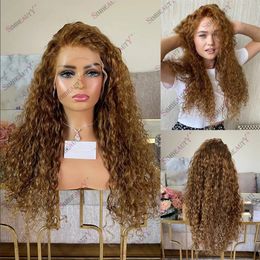 Glueless Lace Front Hapen haar Honing Blonde pruiken voor zwarte vrouwen Natuurlijke bruine wortel 180 DENSITY Loose Wave Remy Hairs Pruiken