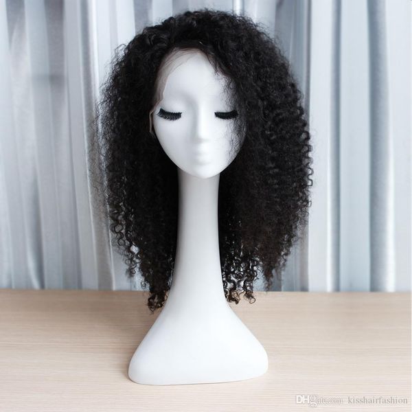 Perruques de cheveux humains vierges avant de dentelle sans colle Perruques de dentelle frontale Afro Kinky Curly Style Partie libre Partie centrale 8-22 pouces Perruques afro-américaines