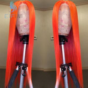 Pelucas frontales de encaje naranja sin pegamento para mujeres negras Pelucas de cabello humano frontal de encaje degradado recto peruano con cabello de bebé prearrancado