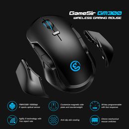 Souris de jeu sans fil GM300 2,4 GHz avec plaques latérales magnétiques remplaçables et contrepoids 16 000 DPI