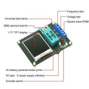 Testeur de diodes de transistor GM328A Tester LCR Capacité de tension ESR Fréquence de tension LCD PWM Générateur de signaux d'onde carrée