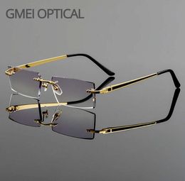 GMEI Optical Fashionable sans cadre Titanium Lunettes en alliage Plain Lenses Diamond Coute Rimless Aucune DIOPTER