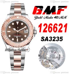 GMF 126621 A3235 Automatische heren Bekijk twee toon roségouden chocolade wijzerplaat 904L OysterSteel Bracelet Super Edition PureitMe C3