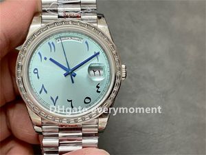 GMF Factory V2 Reloj Maquinaria automática Relojes para hombres 2836 Movimiento Medio Oriente Digital Dubai Ice Blue 904L Acero inoxidable Night Glow Relojes de pulsera impermeables