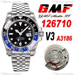 GMF GMT II Batman A3186 Automatic Mens Watch V3 40mm 126710 Blue Céramique Cégrandal noir 904L Bracelet JubileSteel Super Edition Même série Card Puretime G7