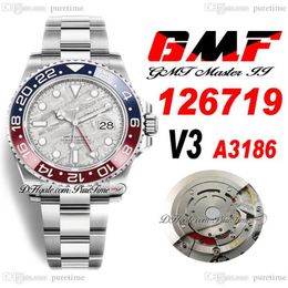 GMF GMT II Pepsi A3186 automatisch herenhorloge V3 40 mm 126719 roodblauwe keramische lunette meteoriet wijzerplaat 904L OysterSteel-band Super E2649