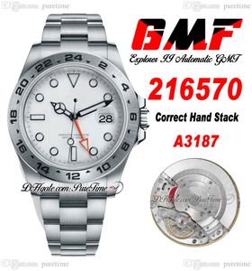 GMF V4 Explorer II A3187 automatisch herenhorloge GMT M216570-0001 42 mm witte wijzerplaat 904L Oystersteel armband Super Edition horloges Correcte handstapel Puretime