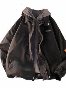 Gmiixder Jacket Baseball uniform mannen All-Match 2022 Nieuwe oversized capuchon Paren dragen Lente Winter Preppy Zip-Up Varsity Jacket H4YU#