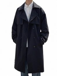 Gmiixder Printemps Noir Coupe-vent Hommes Mi-longueur Trench-Coat Tendance Casual Persalité Lg Veste Japon Tempérament Abricot Top J2qJ #