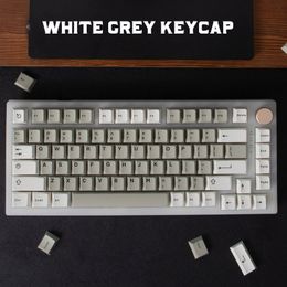 GMK Clones White Gray 121 Keys Double Shot KeyCap YMK KeyCap English Custom Personality KeyCaps voor mechanisch toetsenbord RK61/87/