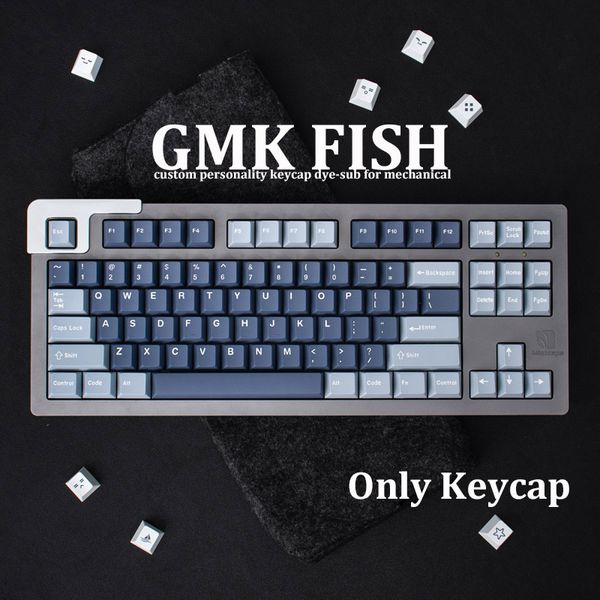 GMK Fishing 174 touches cerise profil anglais Double coup personnalisé personnalité Keycap pour clavier mécanique 61/64/68/75/84/87/96