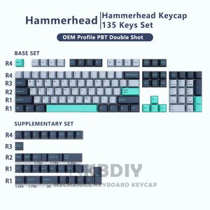 GMK – capuchons de touches Clone Hammerhead, profil OEM, PBT, noir et bleu, ensemble de 135 touches pour clavier mécanique, commutateur MX personnalisé