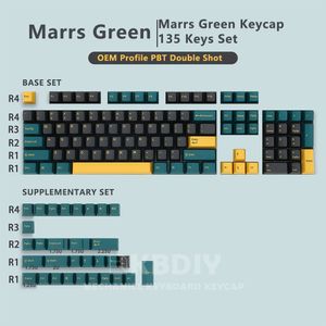 GMK Marrs Green Clone Keycap Profil OEM PBT Keycaps Noir Vert 135 Key Caps Set pour clavier mécanique MX Switch Custom