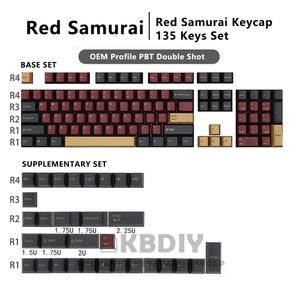 GMK Red Samurai Clone KeyCap OEM Profiel PBT KeyCaps Black Red 135 Key Caps Set voor mechanisch toetsenbord MX Switch Custom
