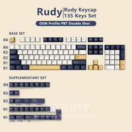 GMK Rudy Clone Keycap Profil OEM PBT Keycaps Noir Gris 135 Key Caps Set pour clavier de jeu mécanique MX Switch Custom