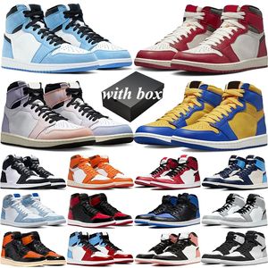 Avec BOX hommes femmes High 1s Basketball Chaussures 1 sky Lost Found Gorge Stage Haze Diamond Dark Moka Patent Bred Panda University Blue jumpman mens trainer