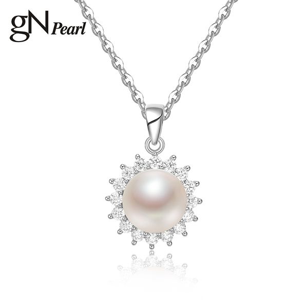 GN véritable minimaliste pendentif colliers 10-11mm naturel goutte d'eau douce forme tour de cou chaîne perle
